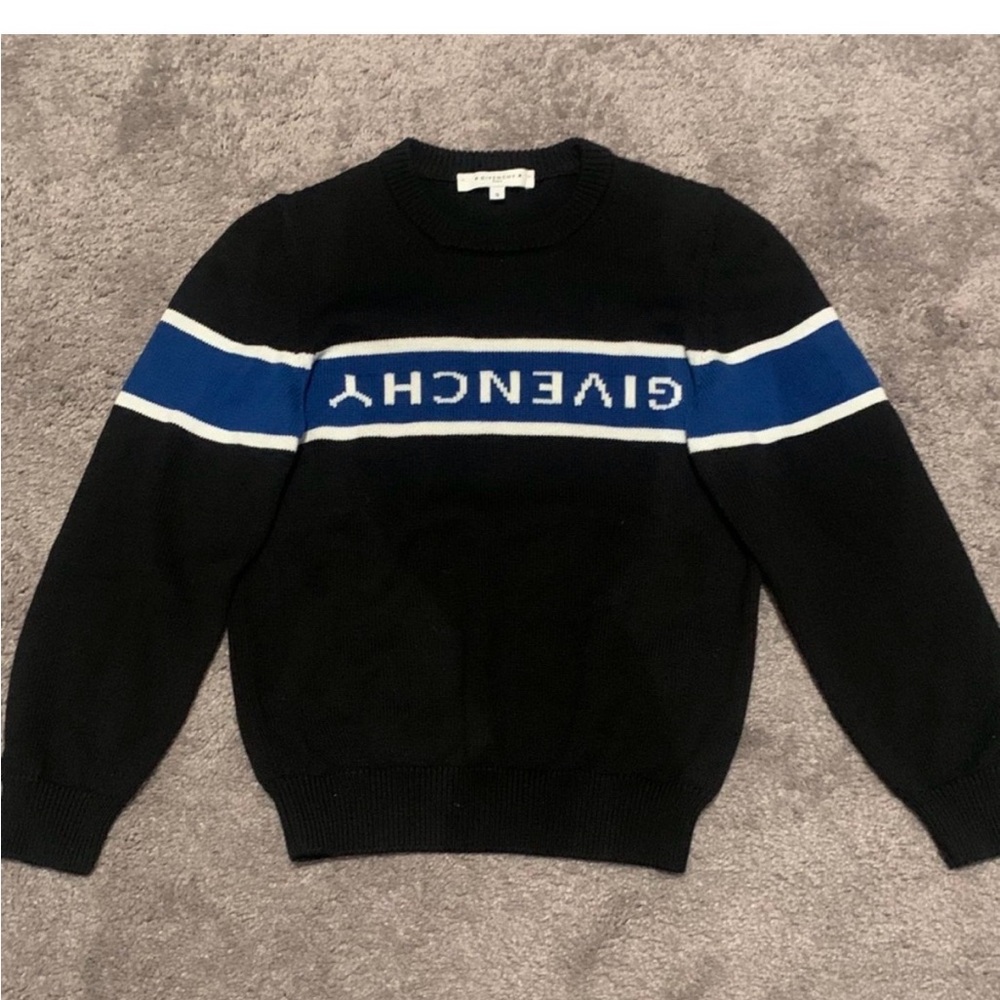 Givenchy Men's Sweater with Black and Blue Stripes